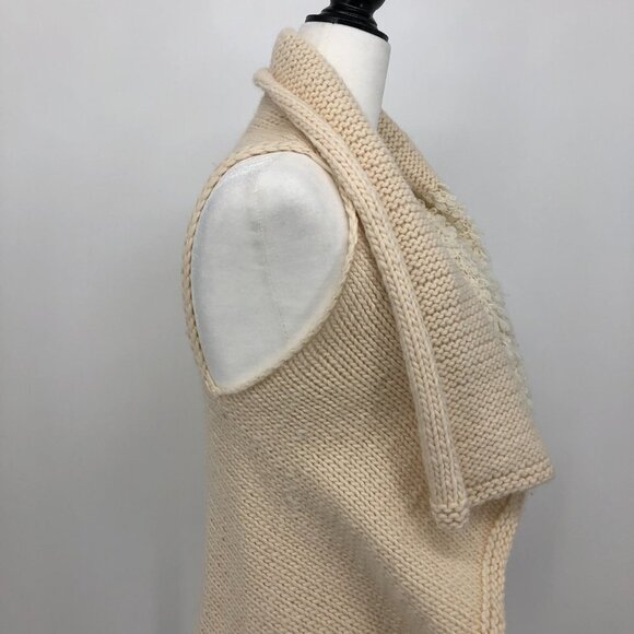 Cecile Bénac Creme Wool Alpaca Polyamide Vest Cardigan Contrast Fuzzy Knit SP - Picture 9 of 16